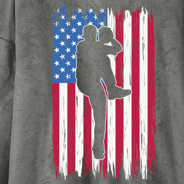 Baseball American Flag Sport Hooded Wearable Blanket