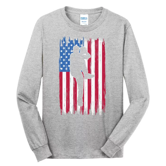 Baseball American Flag Sport Tall Long Sleeve T-Shirt