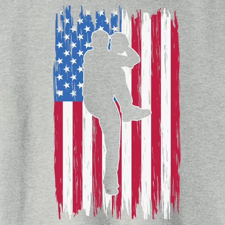 Baseball American Flag Sport Women's Crop Top Tee