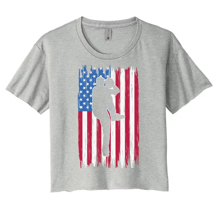 Baseball American Flag Sport Women's Crop Top Tee