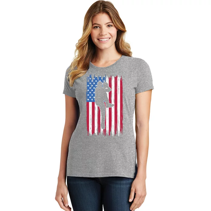 Baseball American Flag Sport Women's T-Shirt