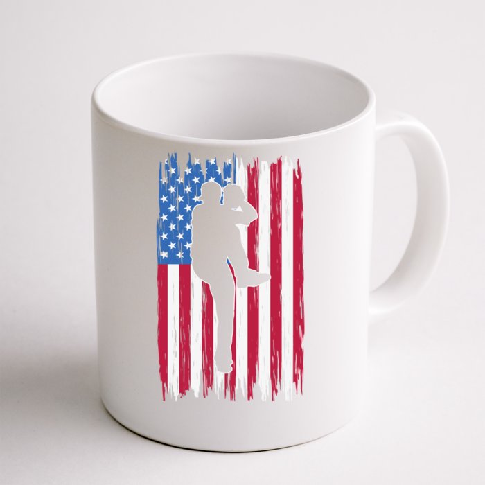 Baseball American Flag Sport Front & Back Coffee Mug