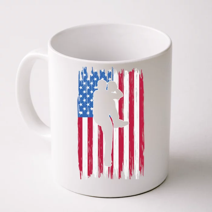 Baseball American Flag Sport Front & Back Coffee Mug