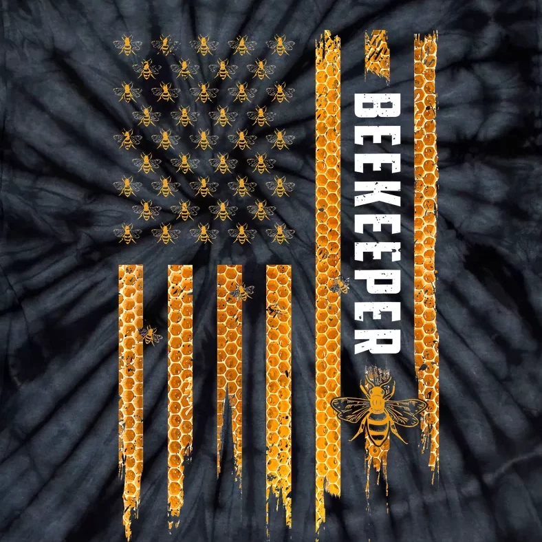 Beekeeping American Flag Honeycomb Honey Bees Beekeeper Tie-Dye T-Shirt