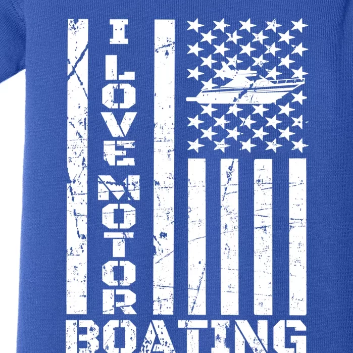 Boater American Flag I Love Motor Boating Great Gift Baby Bodysuit