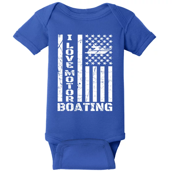 Boater American Flag I Love Motor Boating Great Gift Baby Bodysuit