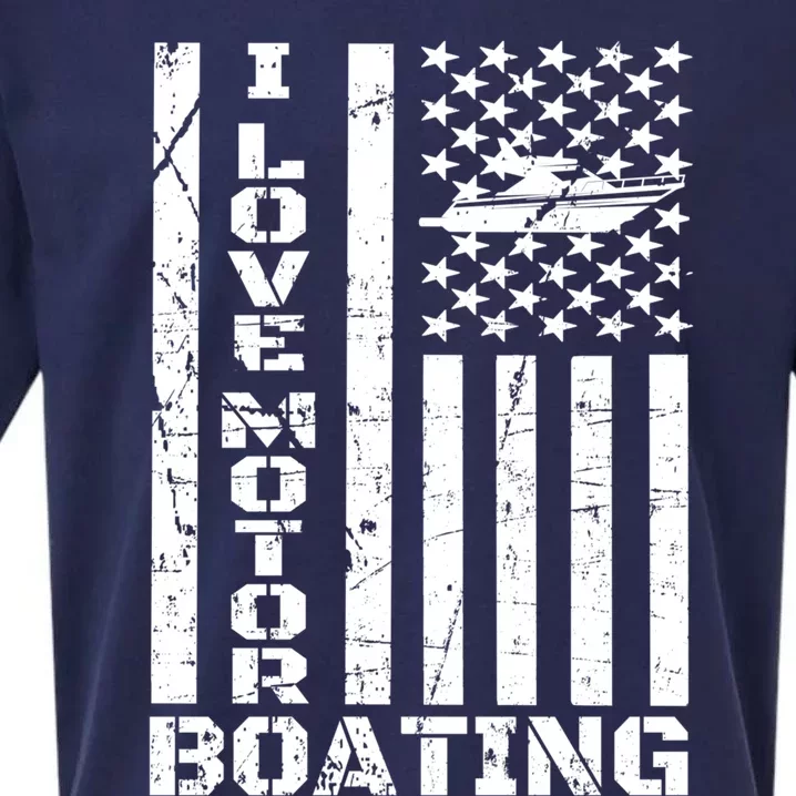 Boater American Flag I Love Motor Boating Great Gift Sueded Cloud Jersey T-Shirt