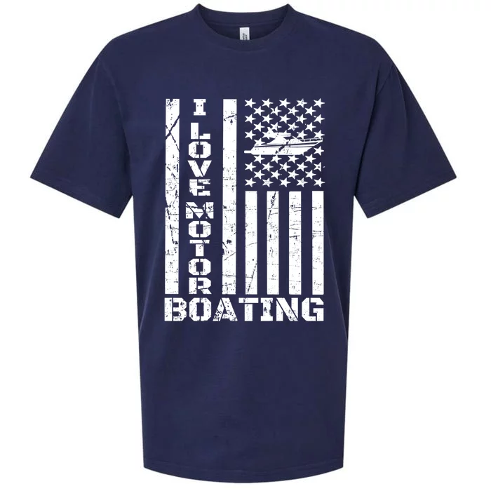 Boater American Flag I Love Motor Boating Great Gift Sueded Cloud Jersey T-Shirt