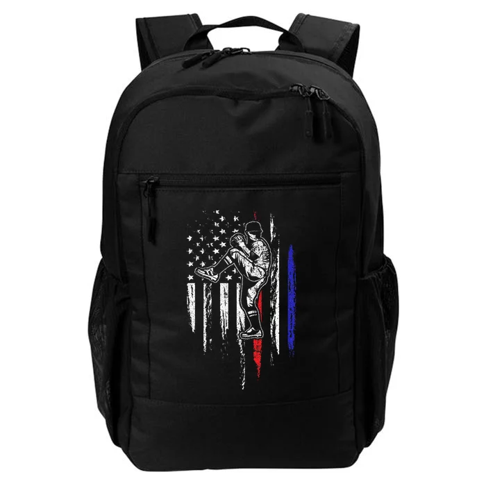 Baseball American Flag Pitcher USA Pitching 4th Of July Gift Daily Commute Backpack