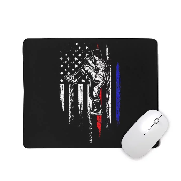 Baseball American Flag Pitcher USA Pitching 4th Of July Gift Mousepad