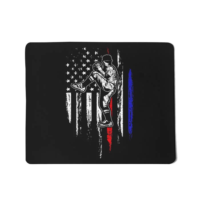 Baseball American Flag Pitcher USA Pitching 4th Of July Gift Mousepad