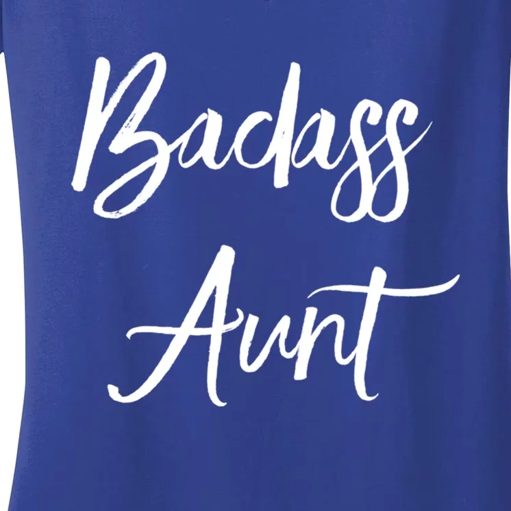 Badass Aunt Funny Gag Gift For Auntie From Niece Nephew Gift Women's V-Neck T-Shirt