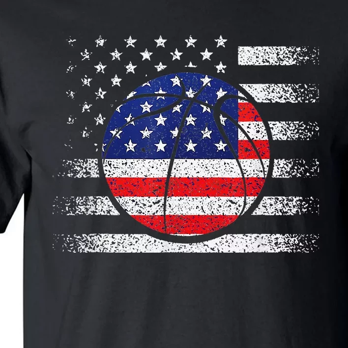 Basketball American Flag 4th Of July USA Sports Team Players Tall T-Shirt