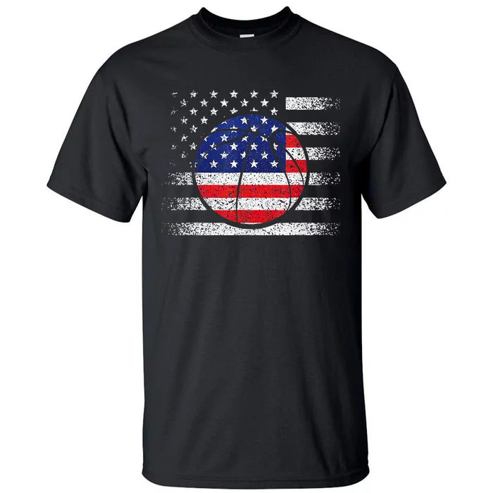 Basketball American Flag 4th Of July USA Sports Team Players Tall T-Shirt