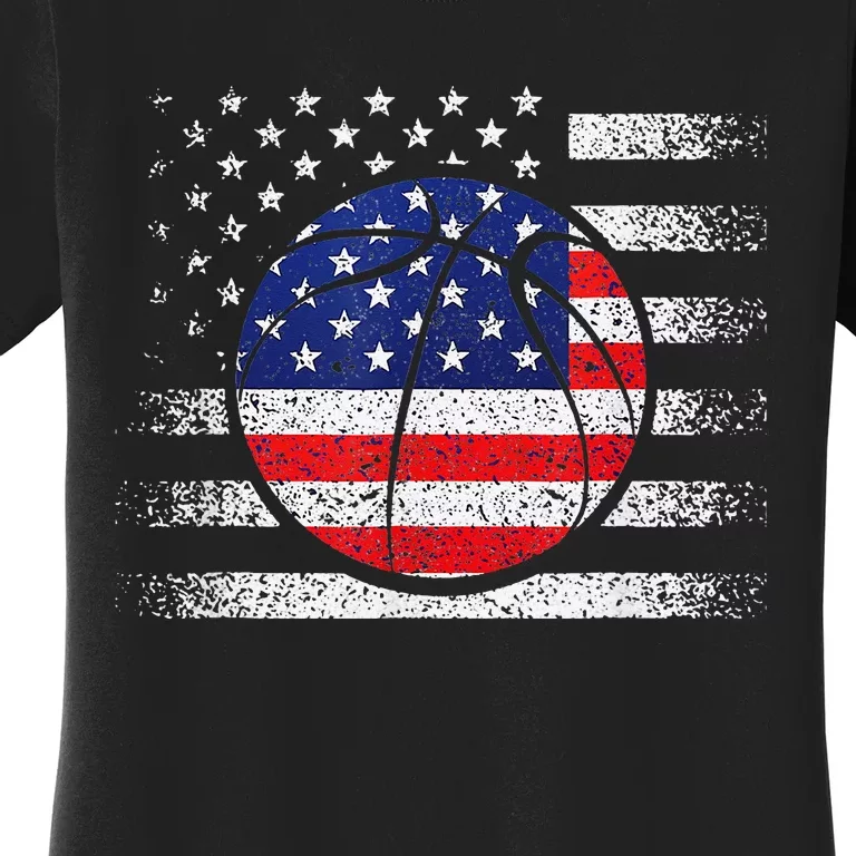 Basketball American Flag 4th Of July USA Sports Team Players Women's T-Shirt