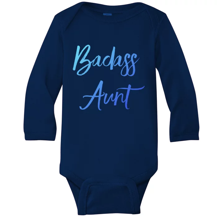 Badass Aunt Funny Gag Gift For Auntie From Niece Nephew Gift Baby Long Sleeve Bodysuit