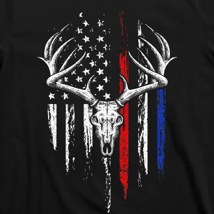 Bowhunting American Flag USA Bow Whitetail Deer Hunter Gift T-Shirt