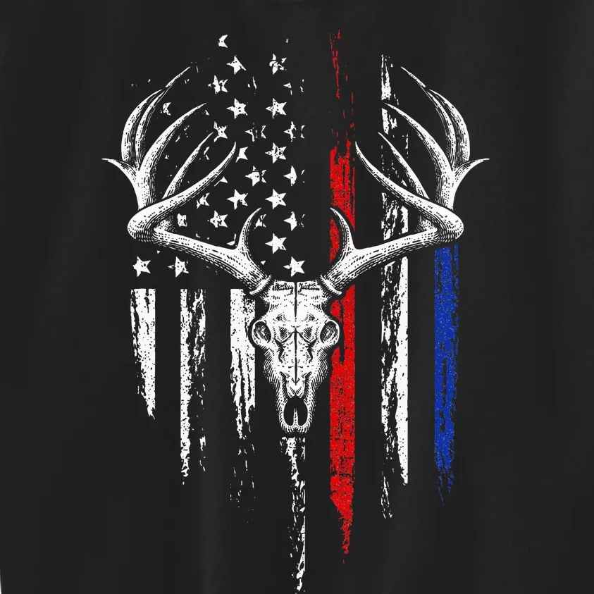 Bowhunting American Flag USA Bow Whitetail Deer Hunter Gift Kids Sweatshirt