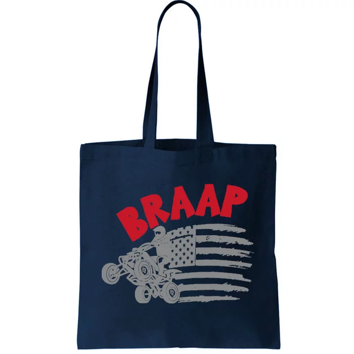 Braap American Flag Distressed Quad Four Wheeler Bike Rider Tote Bag