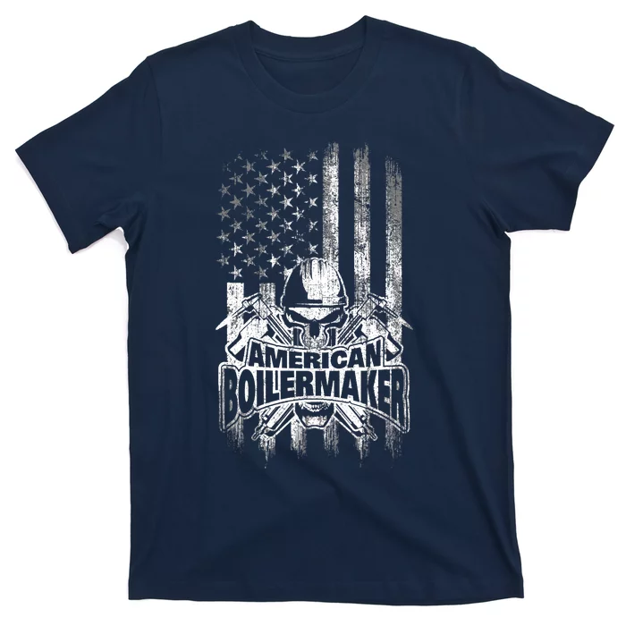 Boilermaker American Flag Skull And Tools T-Shirt