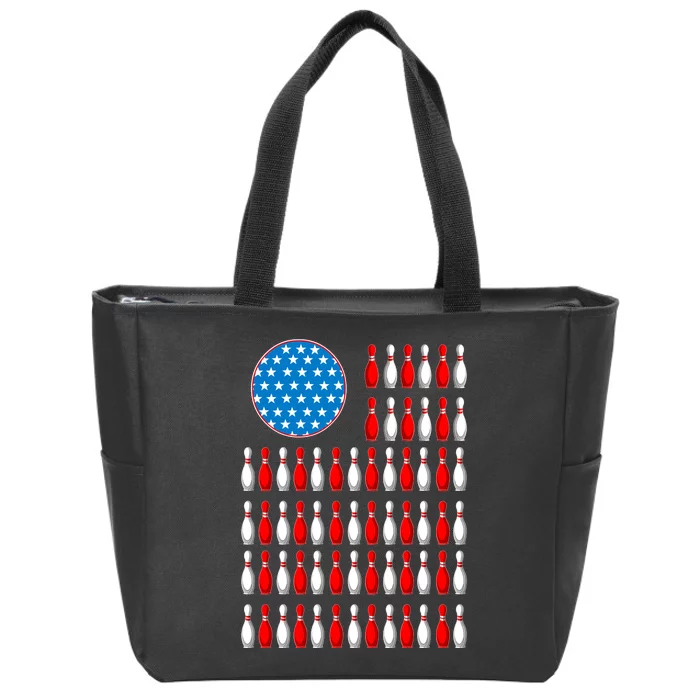 Bowling American Flag Zip Tote Bag