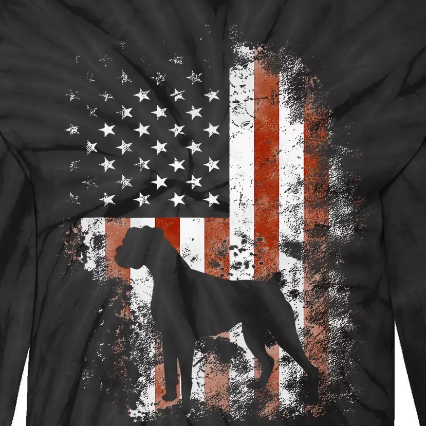 Boxer American Flag USA 4th Of July Dog Gifts Tie-Dye Long Sleeve Shirt