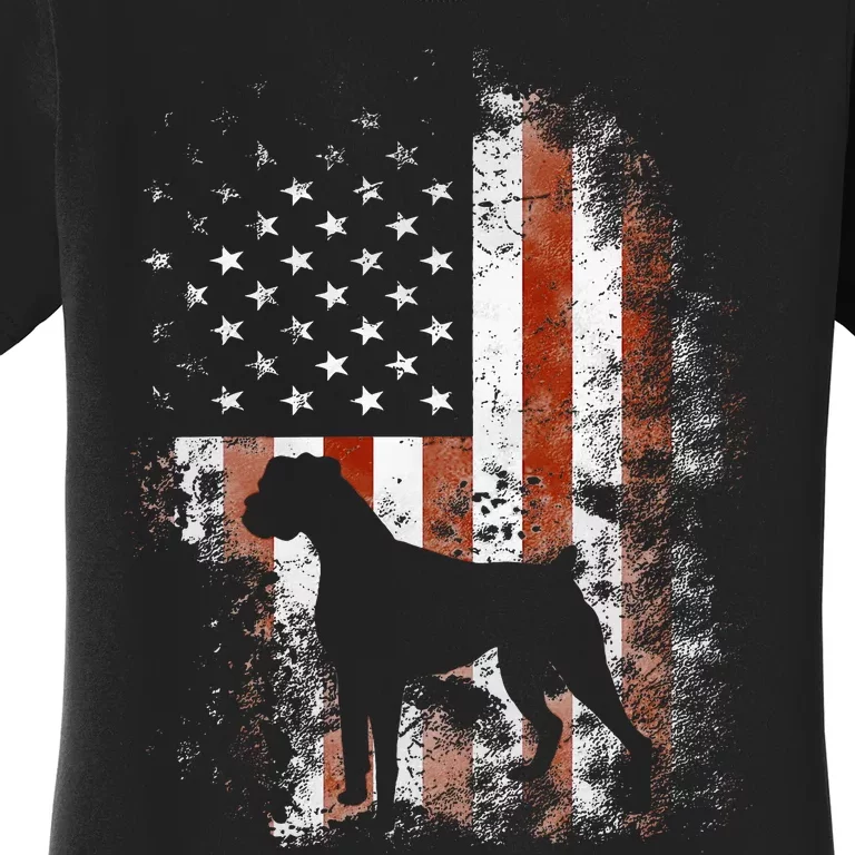 Boxer American Flag USA 4th Of July Dog Gifts Women's T-Shirt