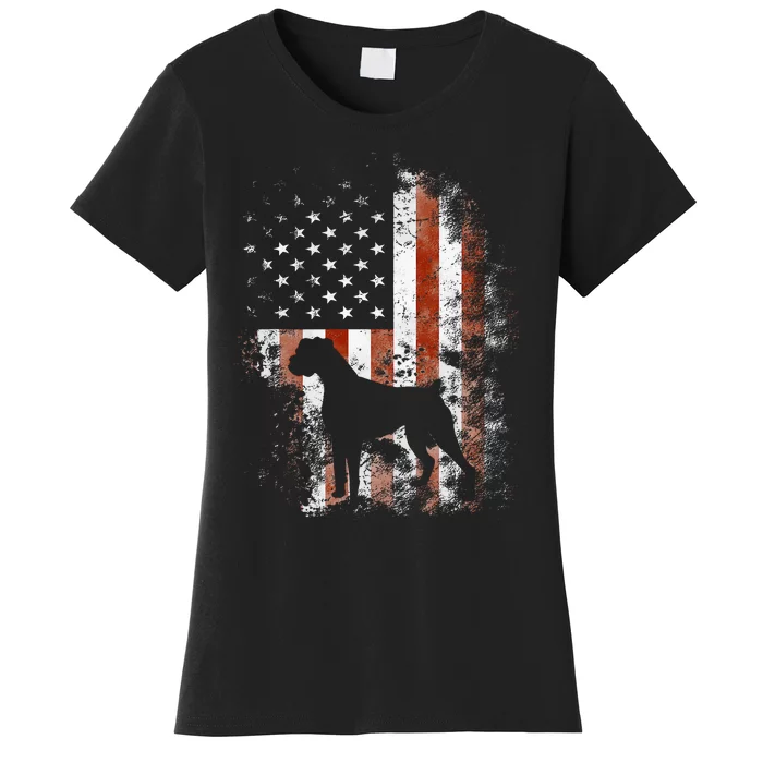 Boxer American Flag USA 4th Of July Dog Gifts Women's T-Shirt