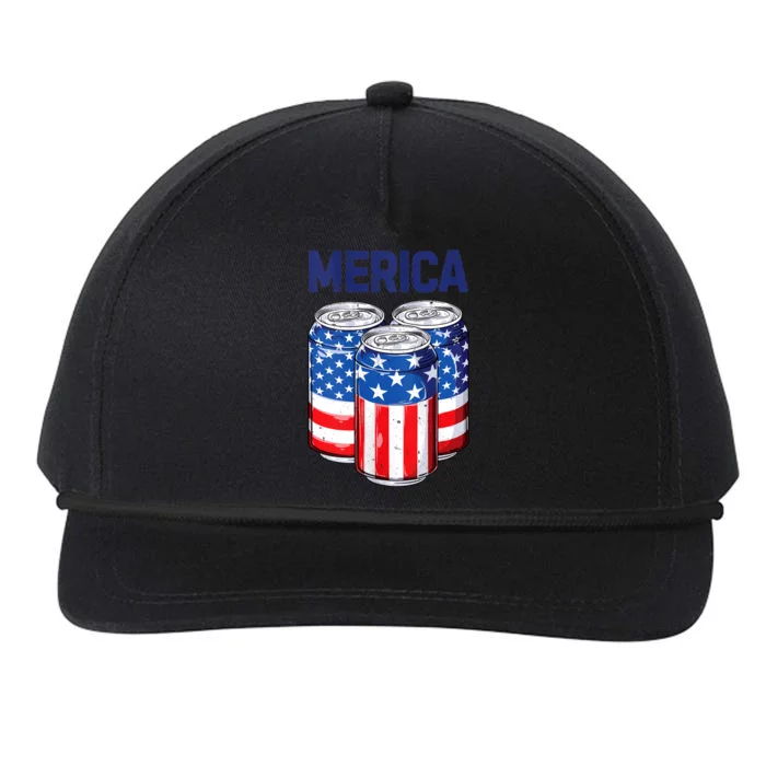 Beer American Flag 4th Of July Merica Usa Drinking Snapback Five-Panel Rope Hat