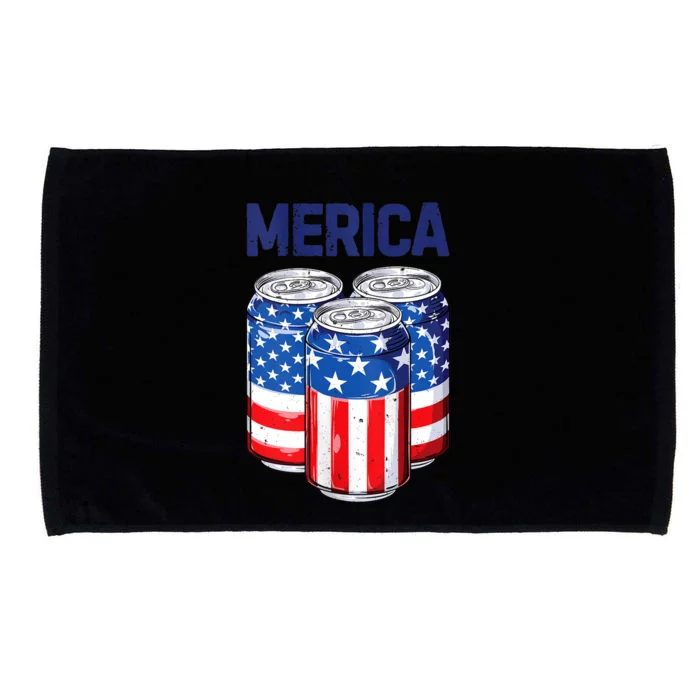 Beer American Flag 4th Of July Merica Usa Drinking Microfiber Hand Towel