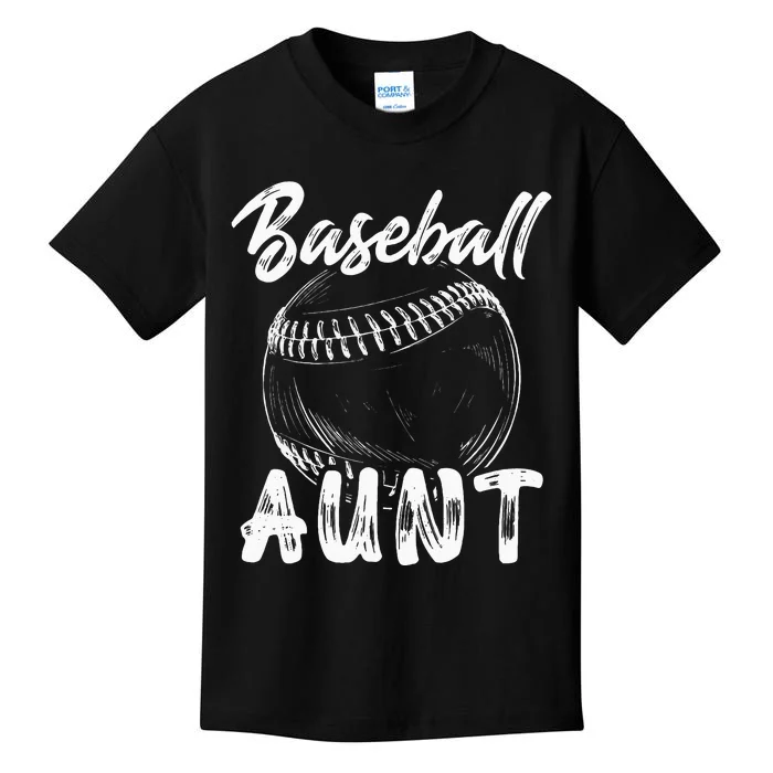 Baseball Aunt For Women Family Matching Players Team Auntie Kids T-Shirt