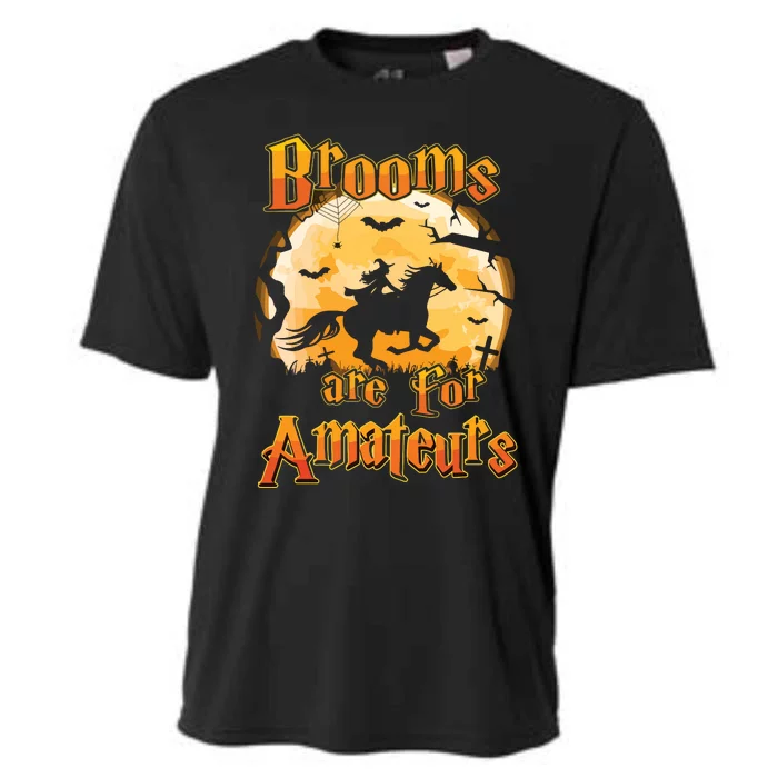 Brooms Are For Amateurs Horse Funny Halloween Costume Long Sleeve Cooling Performance Crew T-Shirt