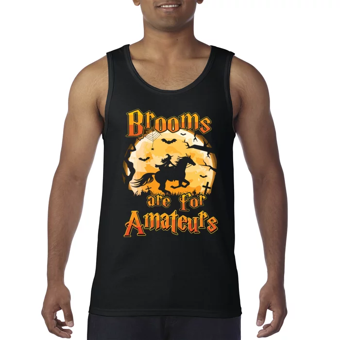 Brooms Are For Amateurs Horse Funny Halloween Costume Long Sleeve Tank Top