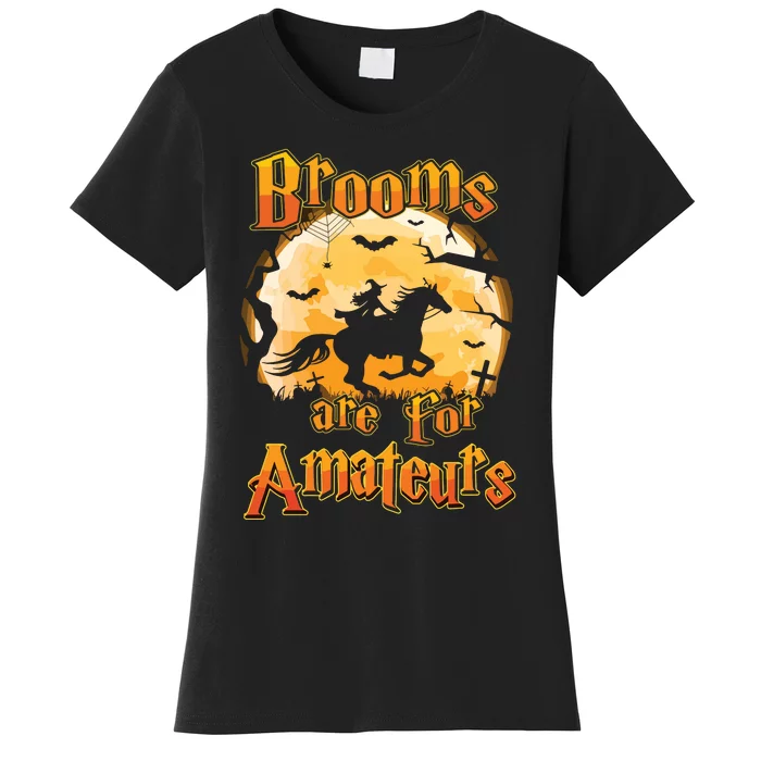 Brooms Are For Amateurs Horse Funny Halloween Costume Long Sleeve Women's T-Shirt