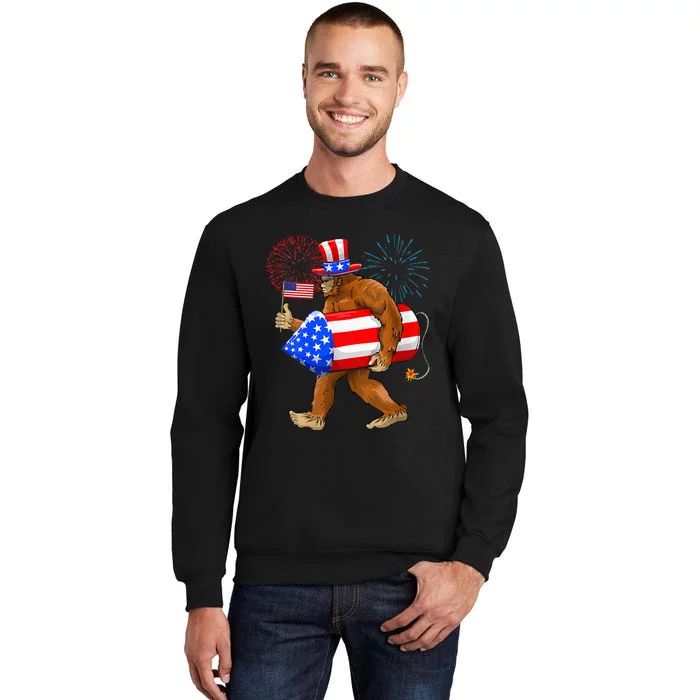 Bigfoot American Flag Funny 4th Of July Sasquatch Believe Sweatshirt