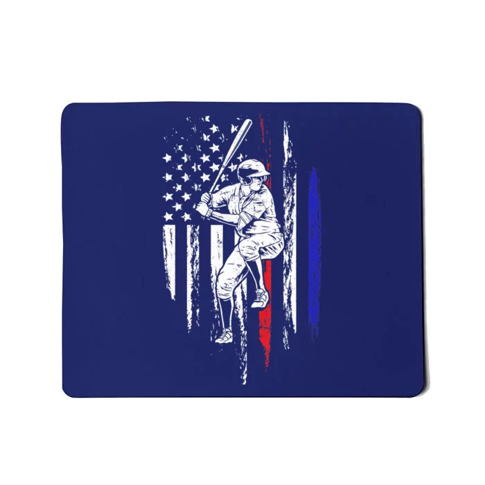 Baseball American Flag Batter Hitting USA 4th Of July Gift Mousepad