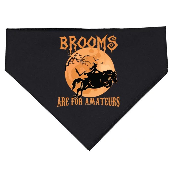 Brooms Are For Amateurs Horse Riding Funny Halloween Costume USA-Made Doggie Bandana