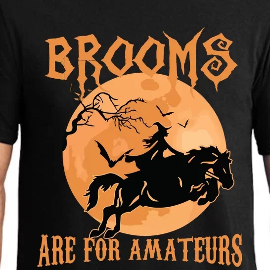 Brooms Are For Amateurs Horse Riding Funny Halloween Costume Pajama Set