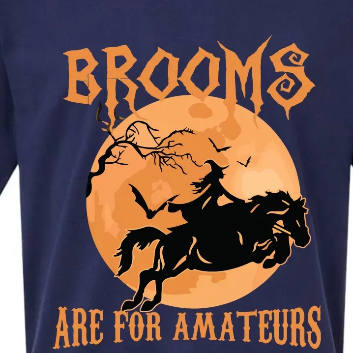 Brooms Are For Amateurs Horse Riding Funny Halloween Costume Sueded Cloud Jersey T-Shirt