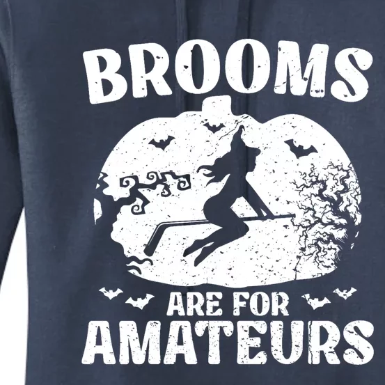 Brooms Are For Amateurs Hockey Stick Pumpkin Hockey Women's Pullover Hoodie