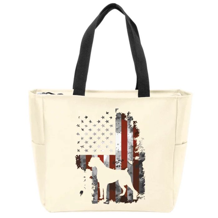 Boxer American Flag USA 4th Of July Dog Gifts Zip Tote Bag