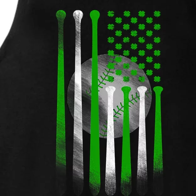 Baseball American Flag St Patricks Day Catcher Pitcher Gift Ladies Tri-Blend Wicking Tank