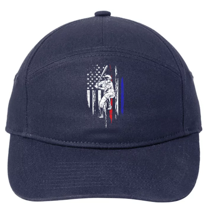 Baseball American Flag Batter Hitting USA 4th Of July Gift 7-Panel Snapback Hat