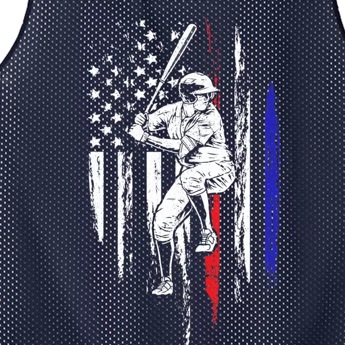 Baseball American Flag Batter Hitting USA 4th Of July Gift Mesh Reversible Basketball Jersey Tank