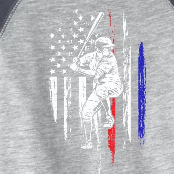 Baseball American Flag Batter Hitting USA 4th Of July Gift Toddler Fine Jersey T-Shirt