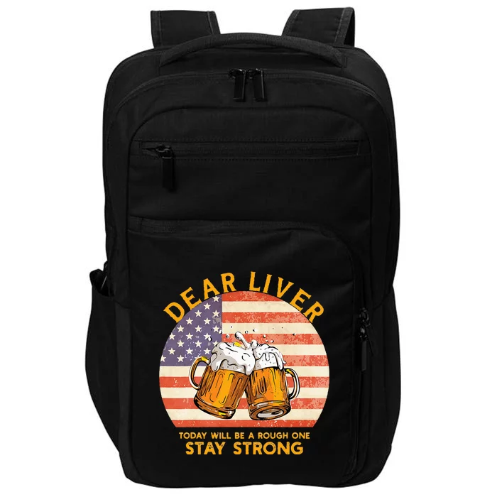 Beer American Flag Funny 4th Of July Merica USA Drinking Impact Tech Backpack