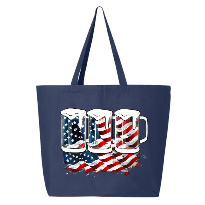 Beer American Flag 4th Of July Merica Usa Flag Patriotic Gift 25L Jumbo Tote