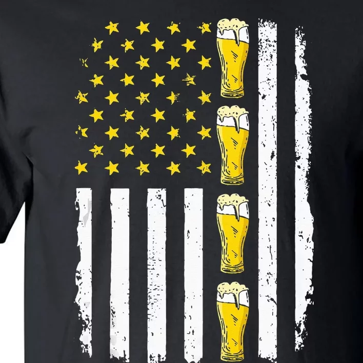 Beer American Flag 4th of July Funny Patriotic Brewery Mugs Tall T-Shirt