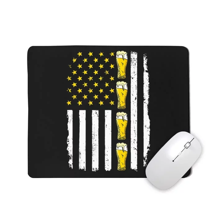 Beer American Flag 4th of July Funny Patriotic Brewery Mugs Mousepad