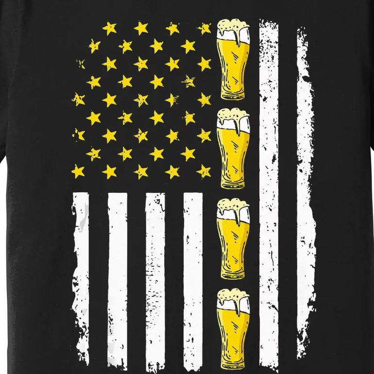 Beer American Flag 4th of July Funny Patriotic Brewery Mugs Premium T-Shirt